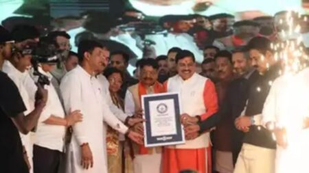 CM taking award for most number of trees planted