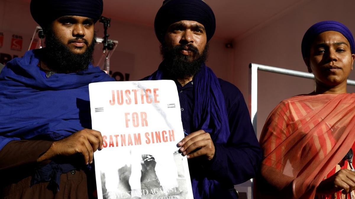 Indians in Italy protesting and demanding justice for Satnam Singh, an Indian worker who was abandoned by employer after arm injury and bled to death. 
(An incident of Modern Slavery)