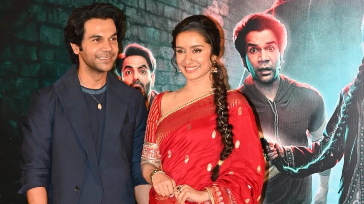 Lead actors Rajkummar Rao and Shraddha Kapoor at Stree 2 trailer launch. 
(Source: India Today)