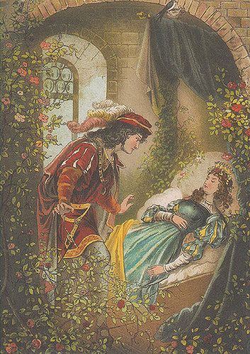 illustration depicting the original fairytale of sleeping beauty