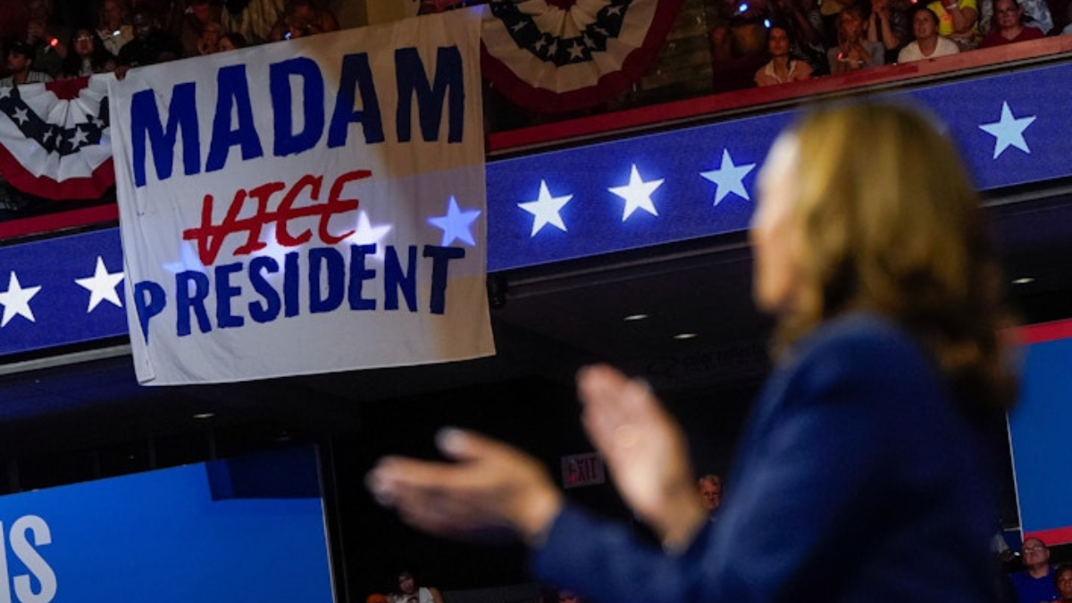 Americans cheering for Kamala Harris at the Pennsylvania rally yesterday.