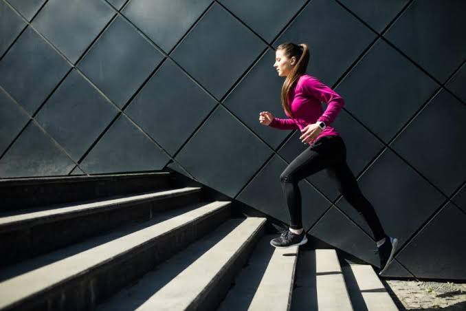 One good way to add extra steps to your day and improve your fitness level is to take the stairs when possible instead of an elevator or escalator to beat laziness