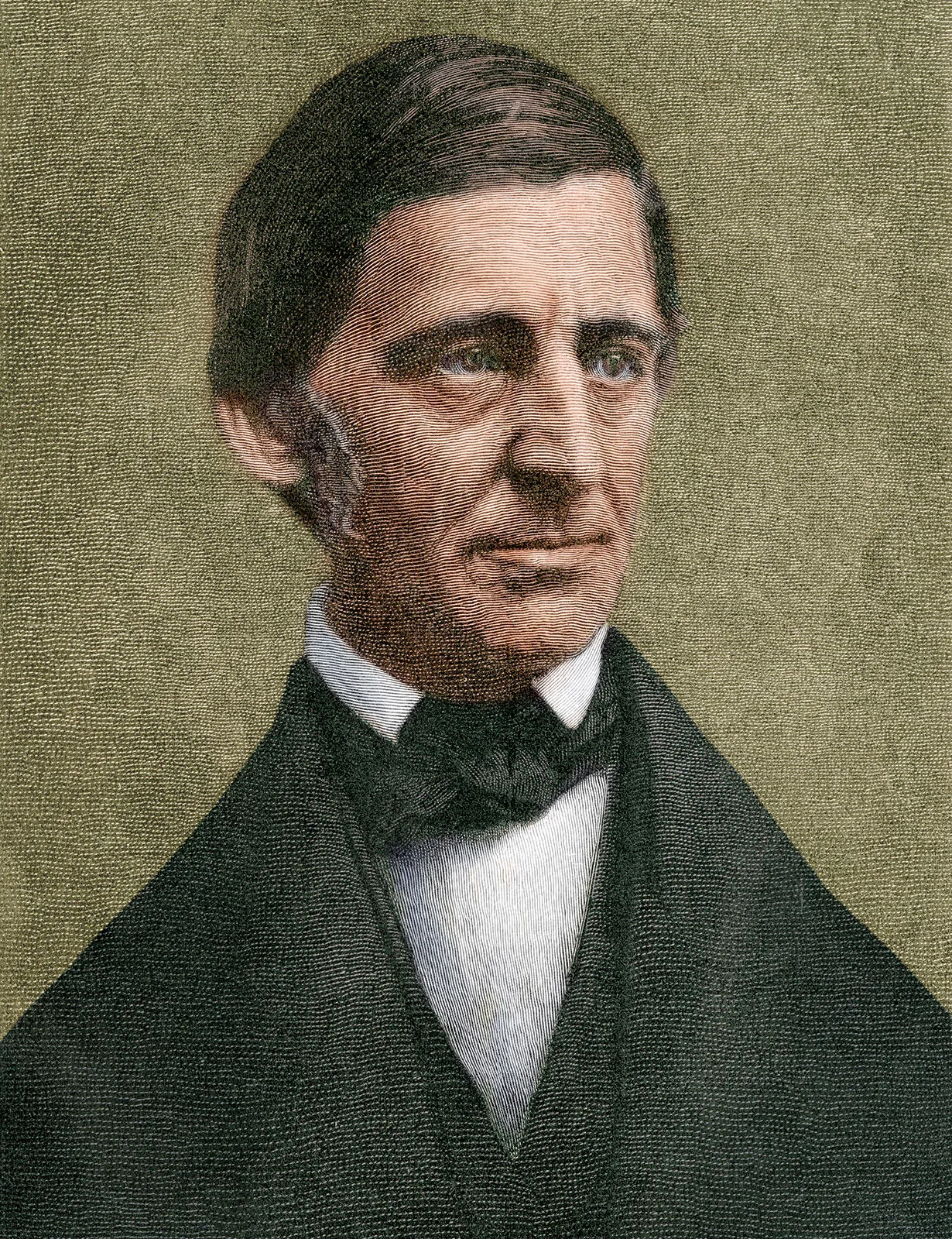 A portrait of Ralph Waldo Emerson, a family friend of Louisa May Alcott
