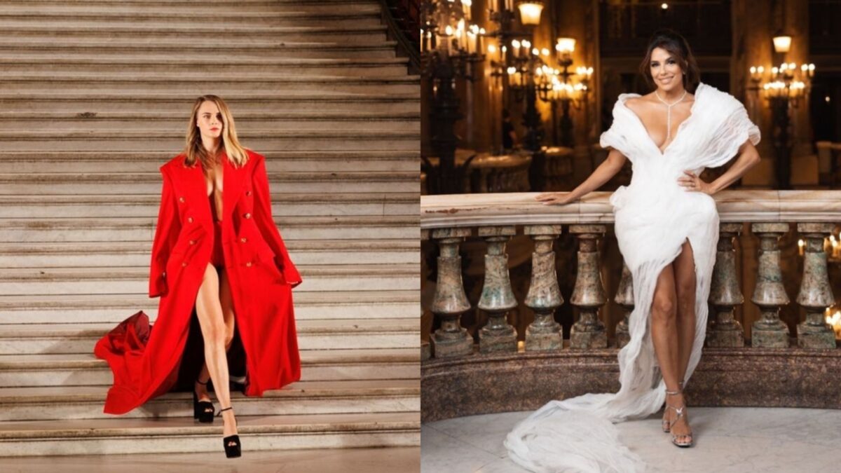 Eva Longoria and Cara Delevingne in Paris Fashion Week 