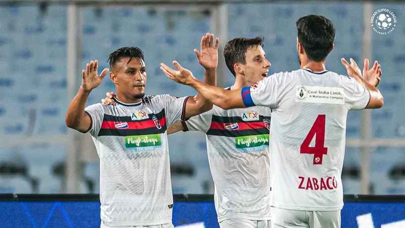 ISL 2024-25: Northeast's Alaeddine Ajaraie scores against Mohunbagan Supergiants