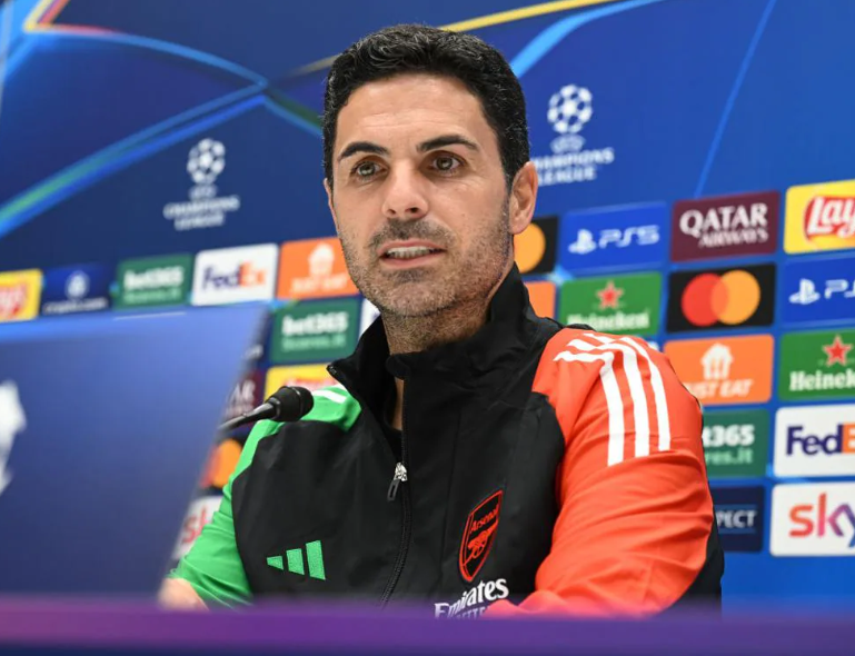 Arsenal's head coach Mikel Arteta in the UCL pre-match confernece