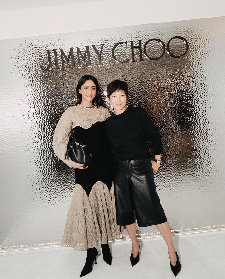 Jaipur princess Gauravi Kumari at Jimmy Choo SS25 presentation in Milan with Sandra Choi 