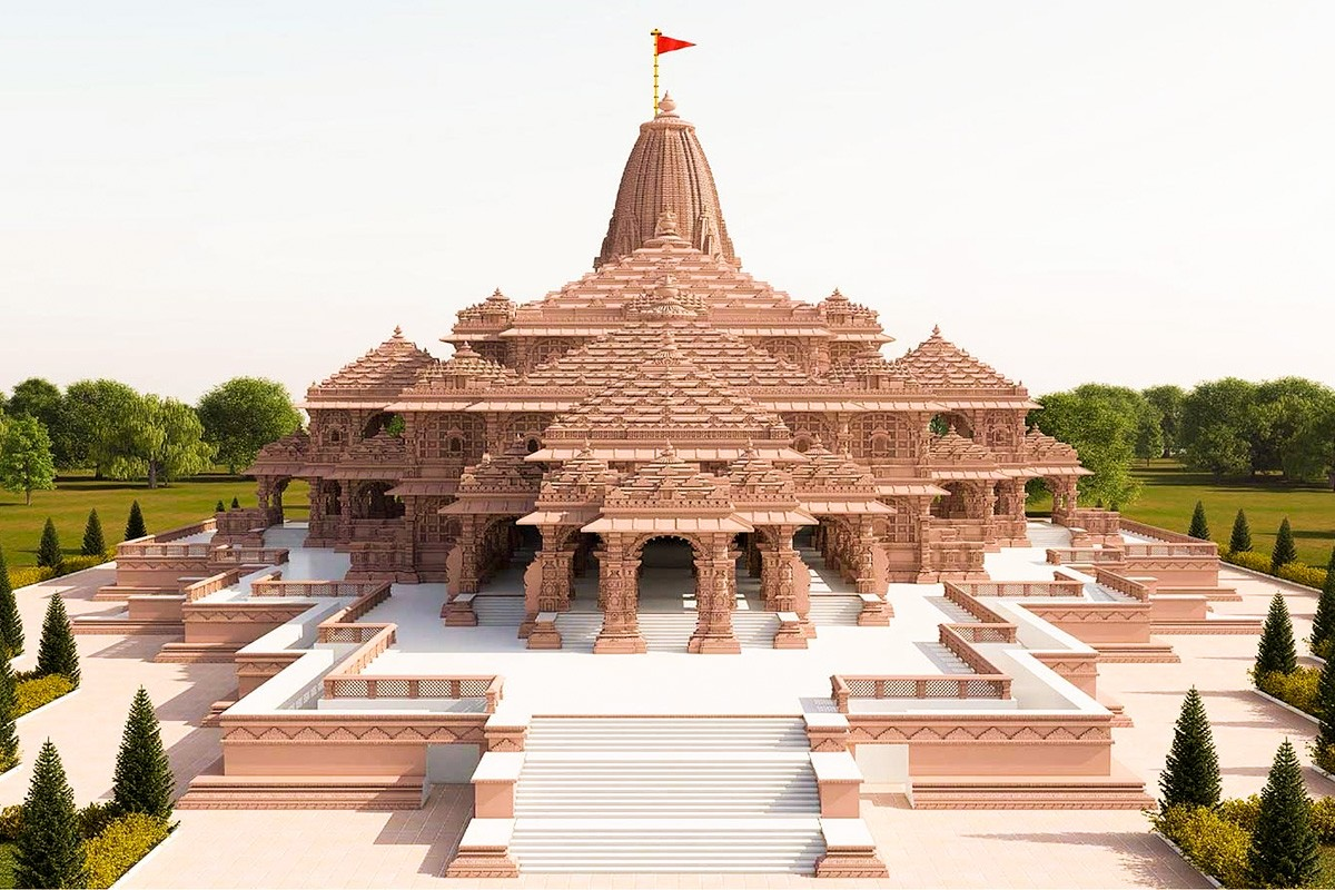 The image shows newly constructed Ram Mandir of Uttar Pradesh.