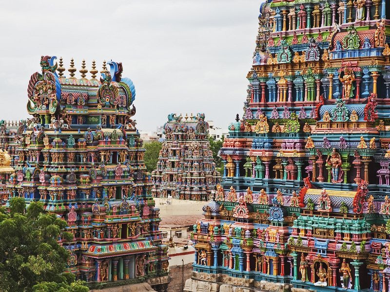 The image is of famous Meenakshi Temple located in Tamil Nadu.