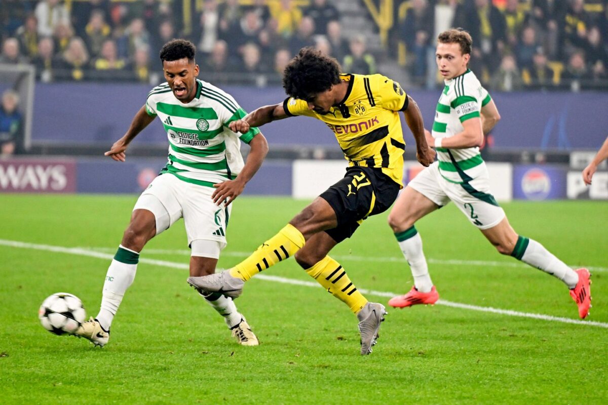 Dortmund's Karim Adeyemi in action againt Celic in UCL 2024-25.