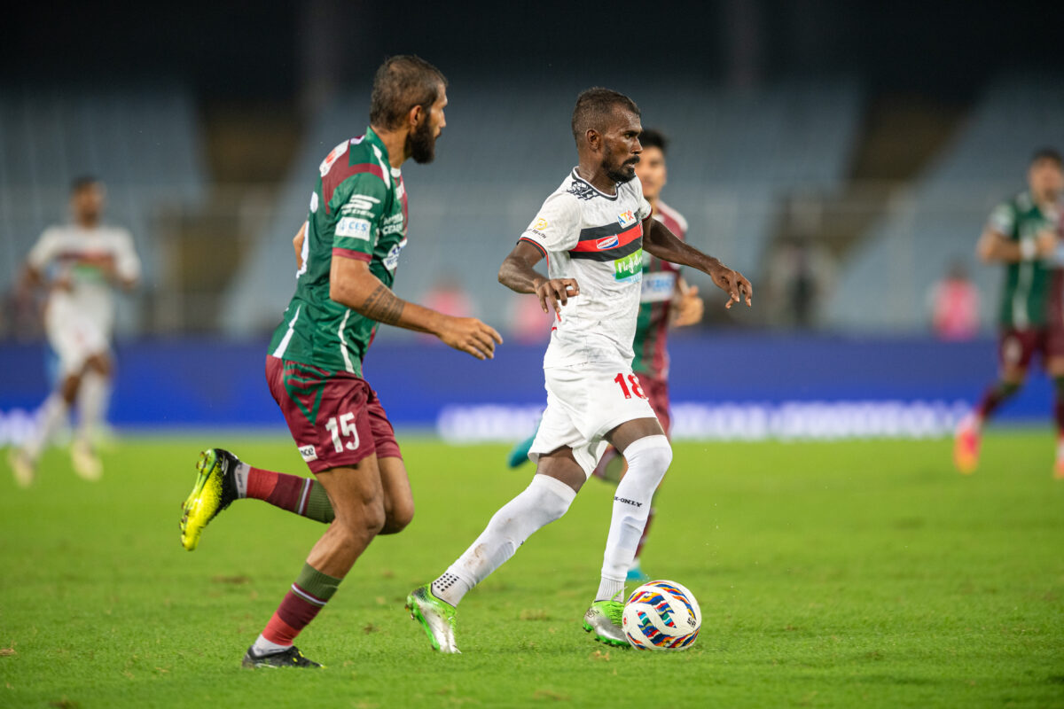 Jthin M.S of NorthEast United FC during match 12 between Mohun Bagan Super Giant and NorthEast United FC of the Indian Super League (ISL) 2024-25 season held at the Vivekananda Yuba Bharati Krirangan in Kolkata, on 23rd September 2024.