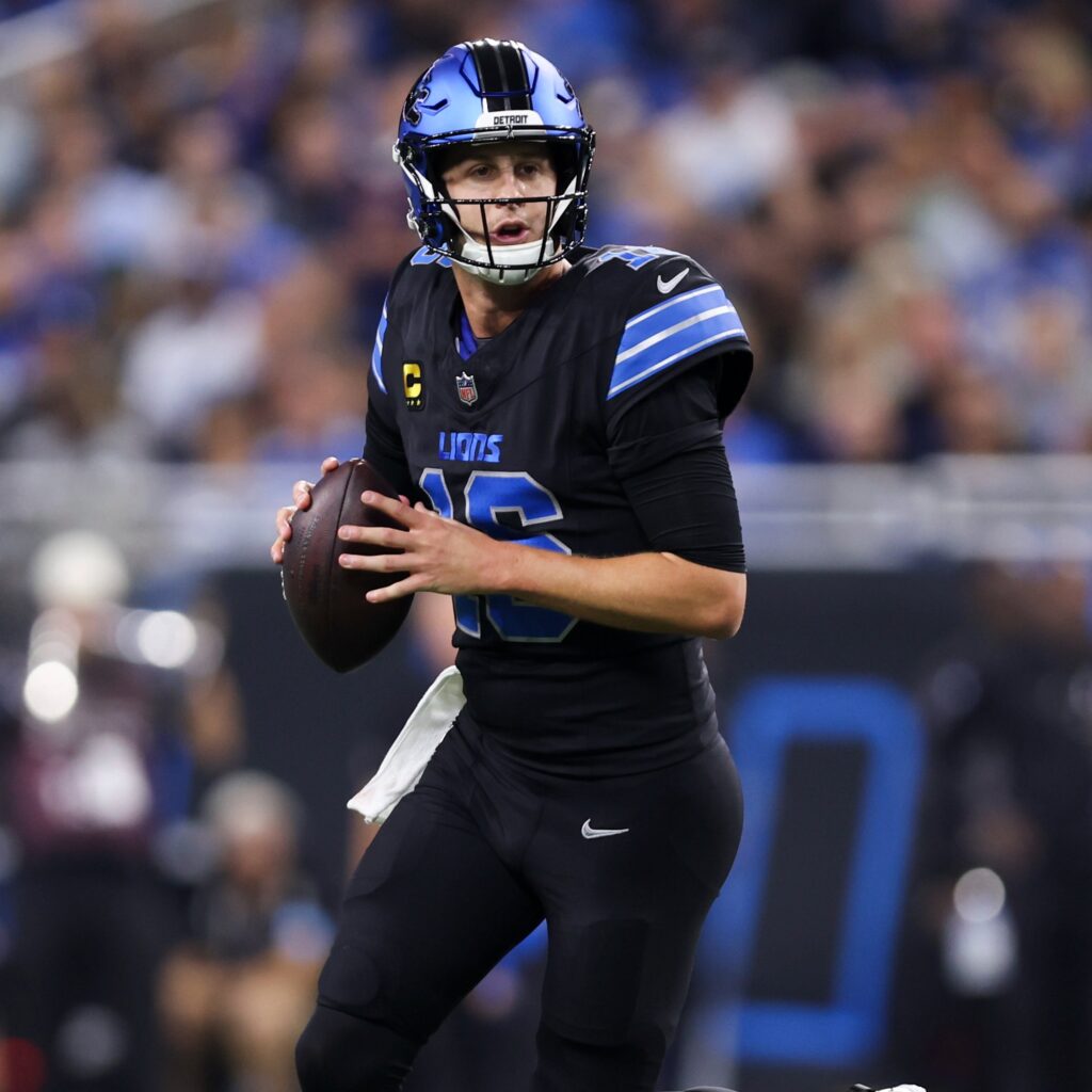 Detroit Lions Quarterback Jared Goff in action against Seattle Seahawk in NFL 2024-25