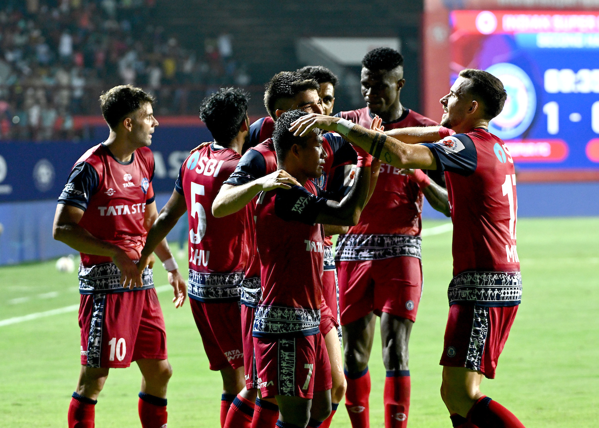 Goal celebration of Jamshedpur FC, JORDAN MURRAY in action during match no 23 of Indian Super League (ISL) 2024-25 season played between Jamshedpur FC and East Bengal FC held at the JRD Tata Sports Complex, Jamshedpur on 05 October 2024.