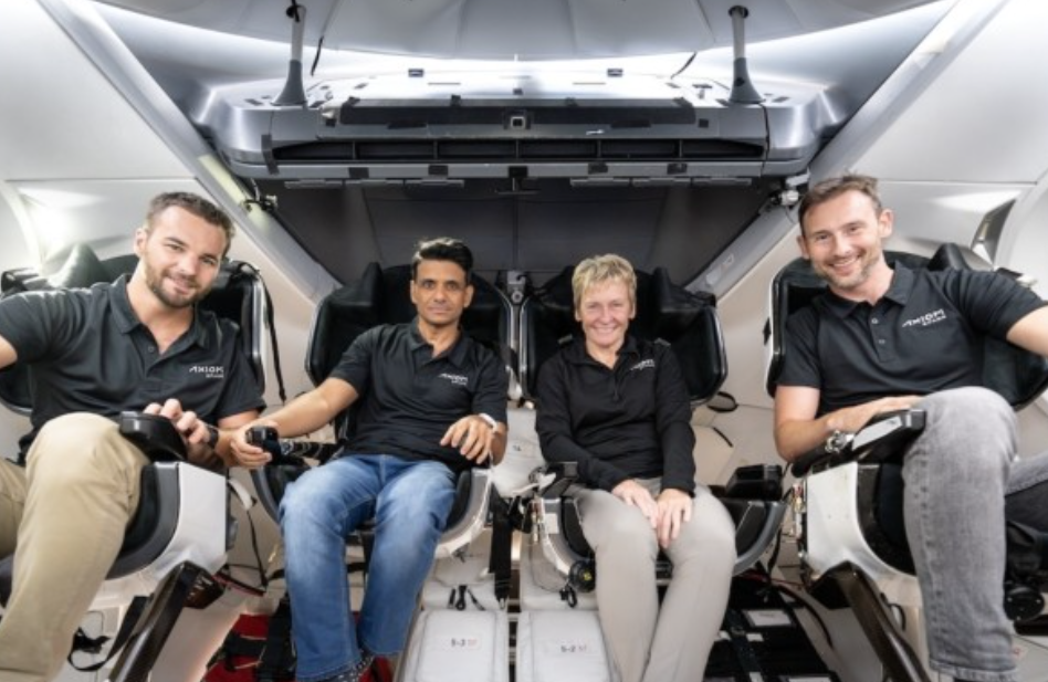 Crew of SpaceX Axiom 4 on board Dragon Spacecraft.