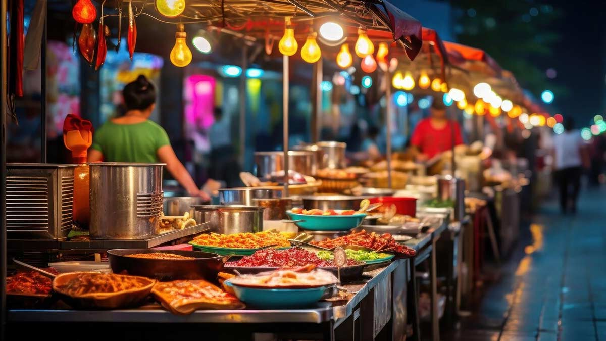 Local food street of India