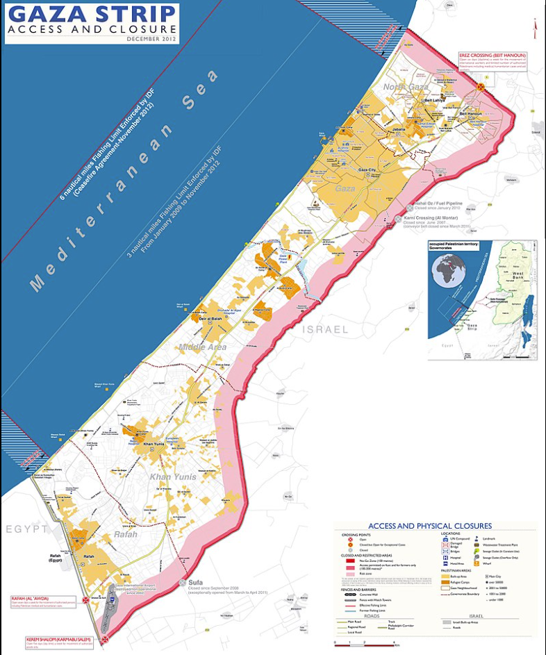 Gaza Access areas. 

Courtesy: iStock