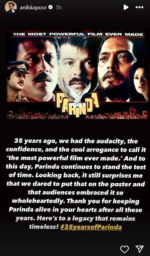 Anil Kappor's story of celebrating 35 years of his film Parinda.