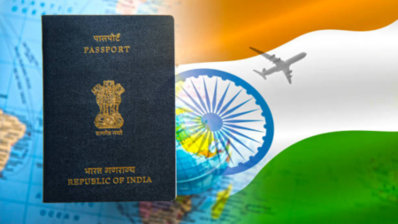 Indian Flag with Indian Passport